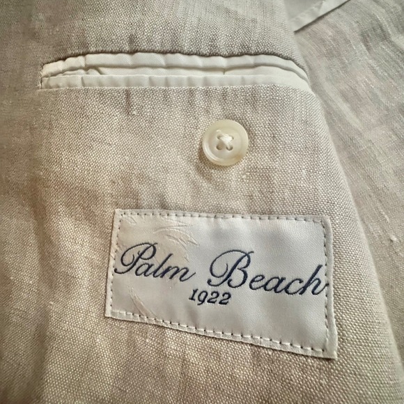 PALM BEACH Brock Natural Linen 2 Button Blazer Sport Coat Jacket Mens XL;48R EUC - Picture 8 of 12